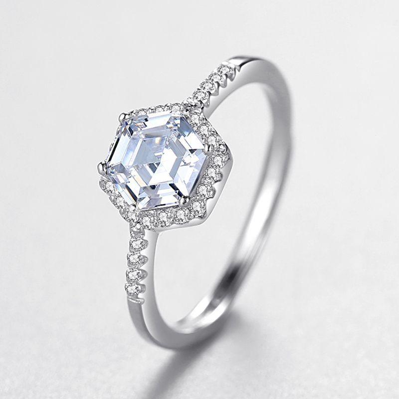 BB-07 Korean Fashion Hexagon Simulation Diamond Ring - BUNNY BAZAR