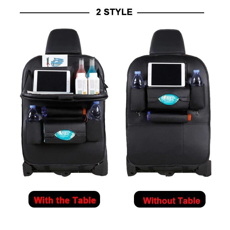 Car Seat Back Pu Leather Pad Bag Car Storage Organizer Foldable Table Tray Travel Storage Bag Auto Accessories - BUNNY BAZAR