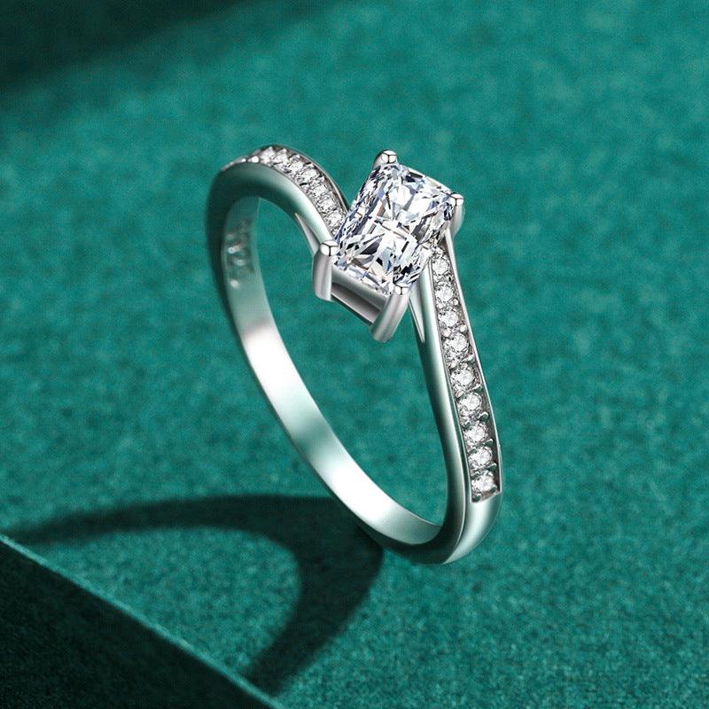 BB-99 Sterling Silver Light Luxury Simulation Diamond Ring - BUNNY BAZAR