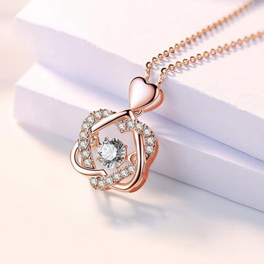 Heart Necklace Female 925 Silver Plated Rose Gold Pendant - BUNNY BAZAR