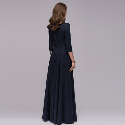 Europe and the United States long Hepburn dress big swing dress evening dress long skirt banquet party Russian dress - BUNNY BAZAR