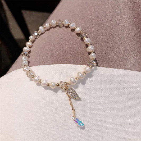 Stylish Pearl Micro Inlaid Angel Wing Bracelet is Perfect For Everyday Wear - BUNNY BAZAR
