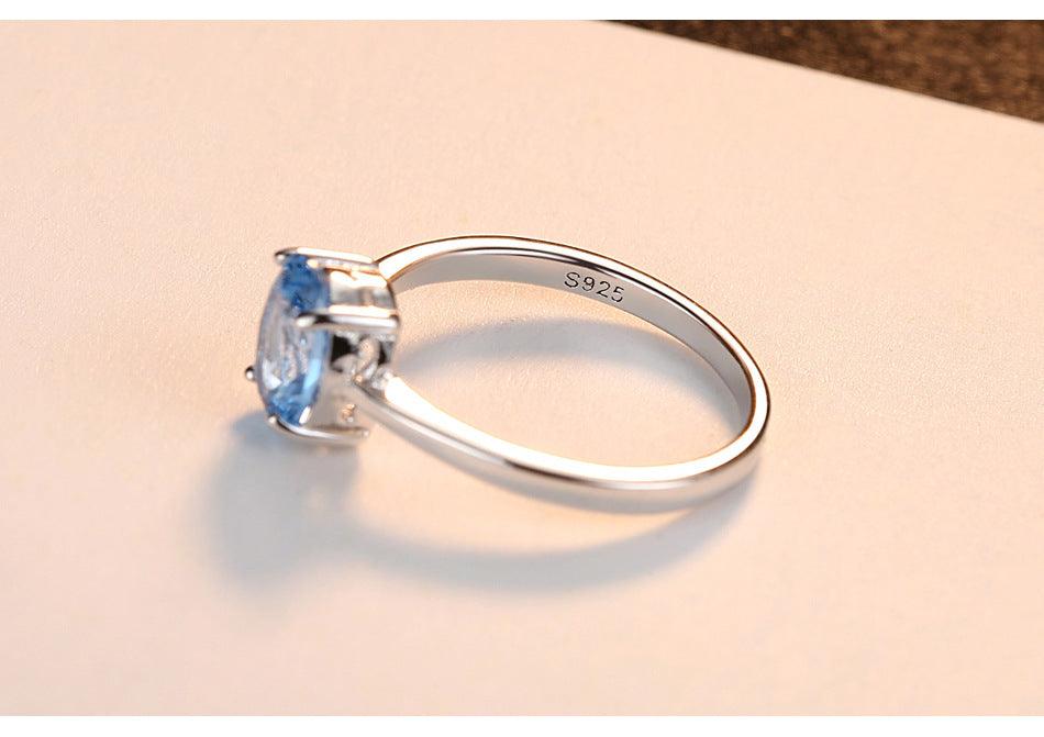 BB-01 Sky Blue Topaz , Oval Nano Morganite beautiful Ring - BUNNY BAZAR