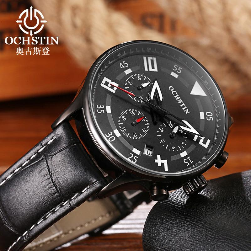 Augusten Men's Watch Leather Watch Calendar Watch Sports Waterproof Quartz Watch - BUNNY BAZAR