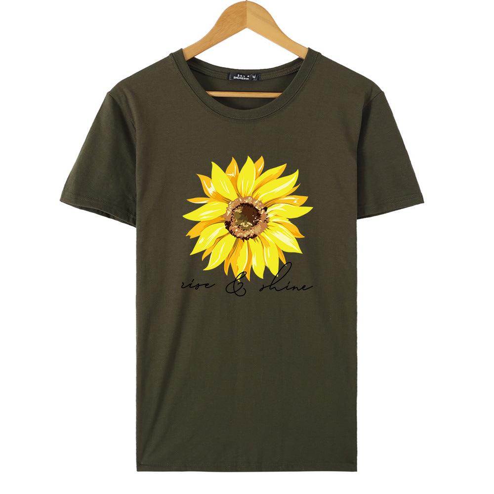 Sunflower Printed Short sleeve T-shirt - BUNNY BAZAR