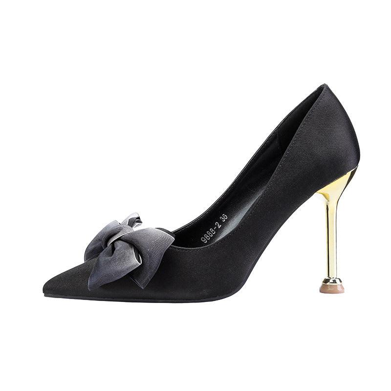 Sexy High Heels Stiletto Bow Women's Single Shoes - BUNNY BAZAR