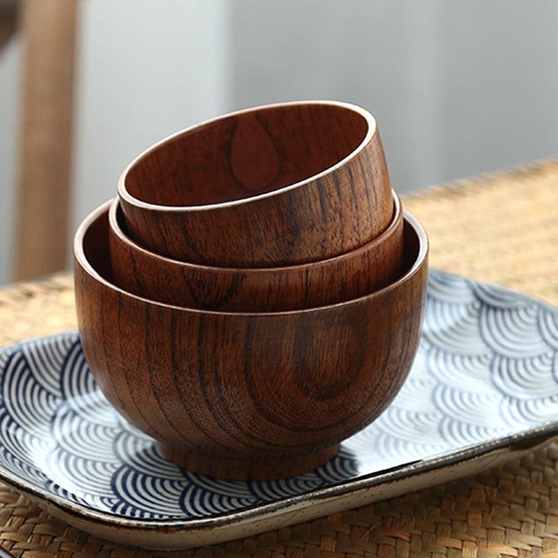 Wooden Bowl is Perfect For Serving Rice, Soup, And Salads in Japanese-Style - BUNNY BAZAR