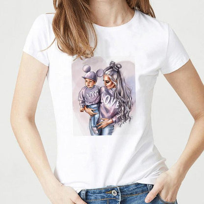 Printed white T-shirt women's cotton fashion T-shirt - BUNNY BAZAR