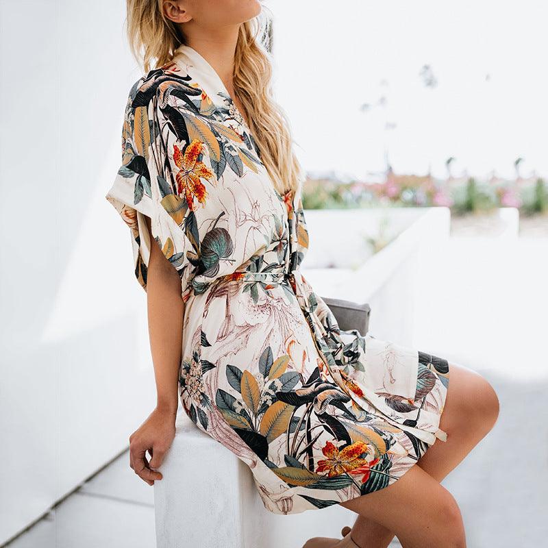 Printed V-neck dress - BUNNY BAZAR