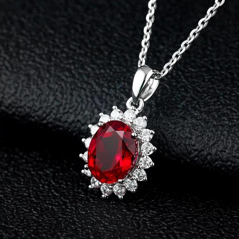 Ruby sterling silver necklace female - BUNNY BAZAR