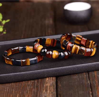 Natural color tiger eye stone tiger eye stone red yellow blue hand row bracelet bracelet men and women couple gift - BUNNY BAZAR