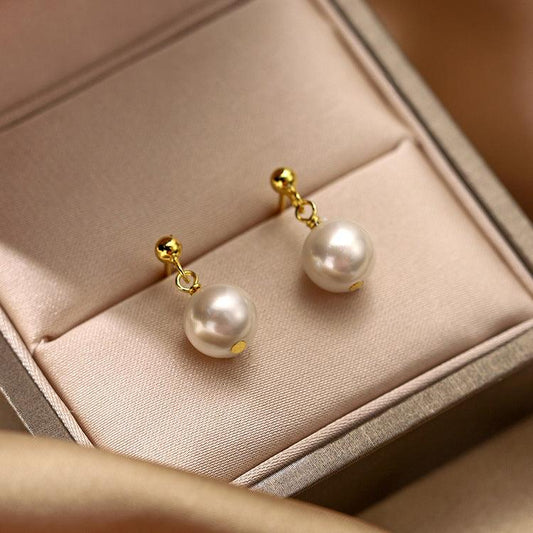 S999 Sterling Silver Natural Pearl Shell Stud Earrings - BUNNY BAZAR
