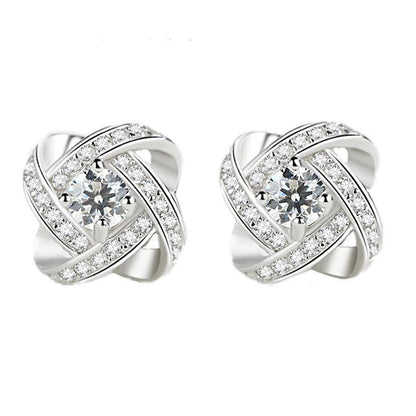 Sterling Silver Stud Earrings With Flower Diamonds Will Add a Touch of Elegance - BUNNY BAZAR