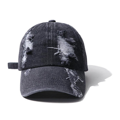 Men's And Women's Hole Denim Casual Duck Tongue Baseball Cap - BUNNY BAZAR