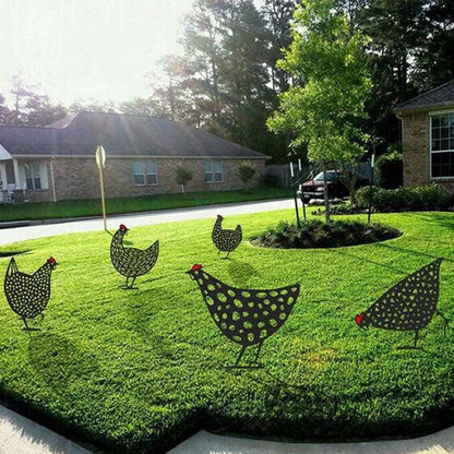 Chicken Yard Art Outdoor Garden Back Yard Gazon Stakes Hen Yard Decor - BUNNY BAZAR