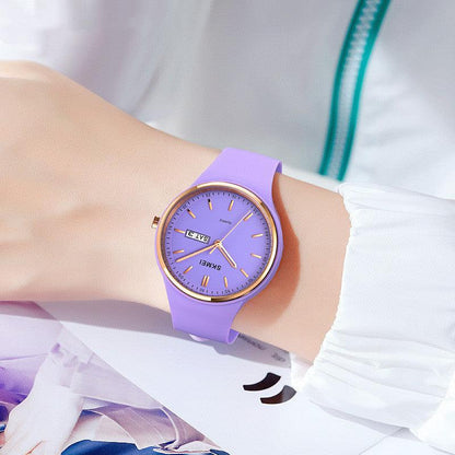 Silicone Quartz Watch Female Student Calendar Watch - BUNNY BAZAR