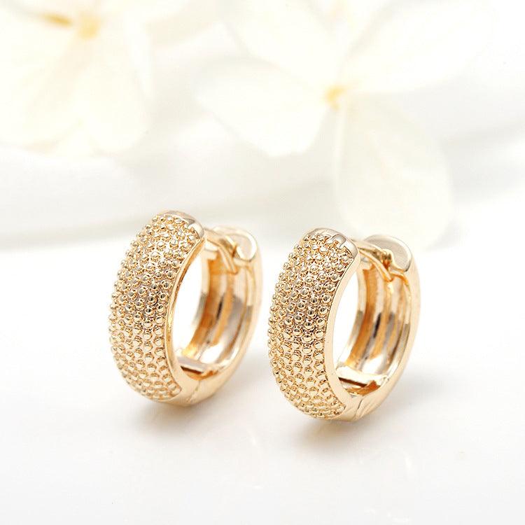 Gold Semi-glossy Semi-lug Ear Buckle Korean Version Of The New Round Earrings Jewelry - BUNNY BAZAR