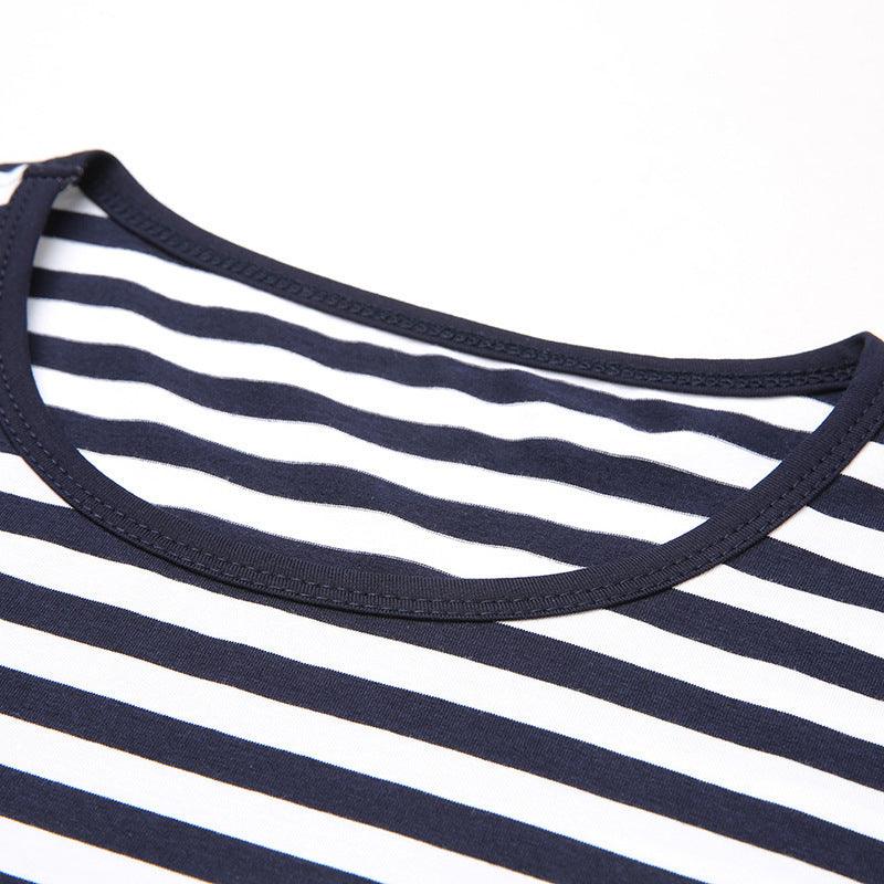 Fashion Stripes Men's Round Neck Cotton Striped Top - BUNNY BAZAR