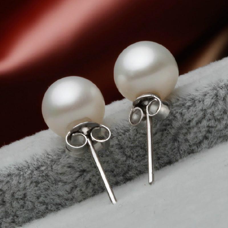 Pearl sterling silver stud earrings - BUNNY BAZAR