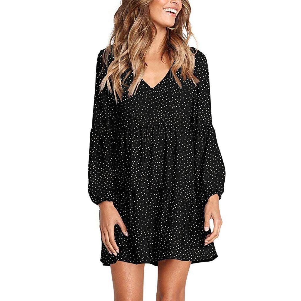 Polka dot ruffled loose dress - BUNNY BAZAR