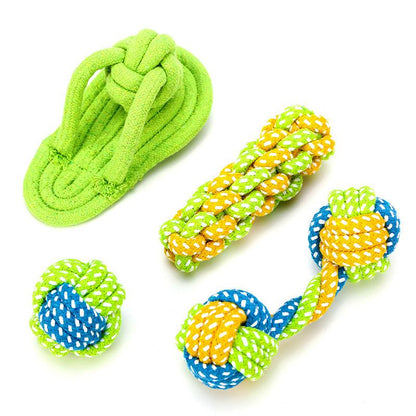 Bite-resistant Cotton Rope Molar Teeth Cleaning Rope Knotting Cat And Dog Toy Set - BUNNY BAZAR