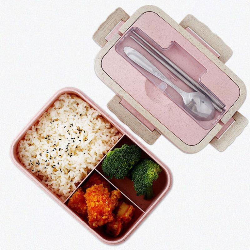 Student Lunch Box Three Grid Plastic Lunch Box Lunch Box - BUNNY BAZAR