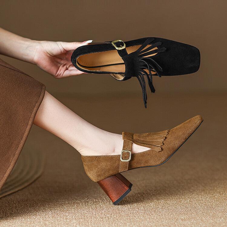 Spring And Autumn Korean Version Of Tassel Deep Mouth Thick With Female Single Shoes - BUNNY BAZAR