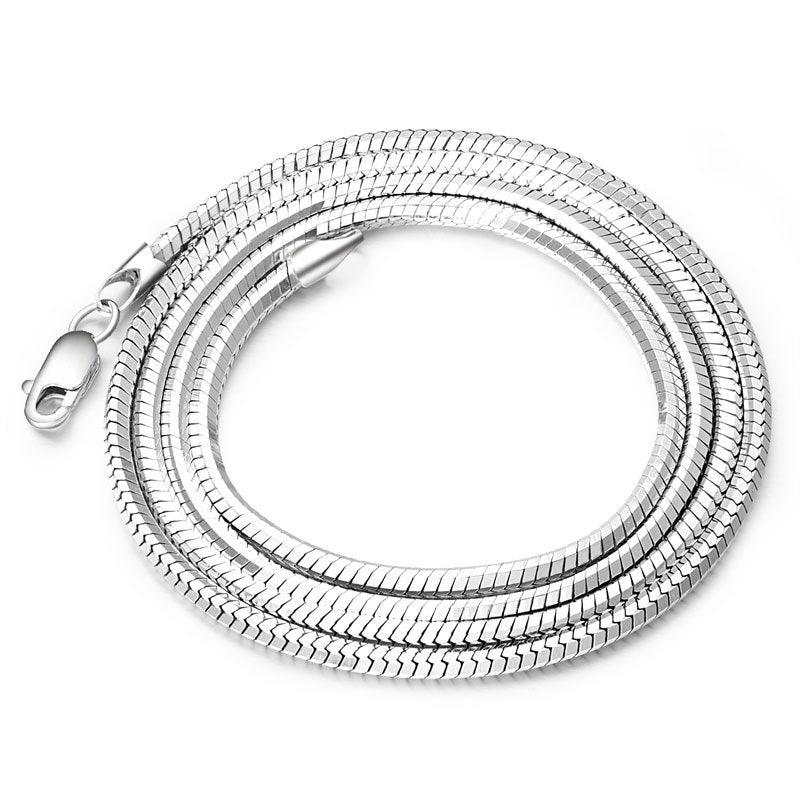 Sterling Silver Plated platinum necklace chain jadoku men clavicle silver chain Korean fashion collar men and women lovers of silver - BUNNY BAZAR