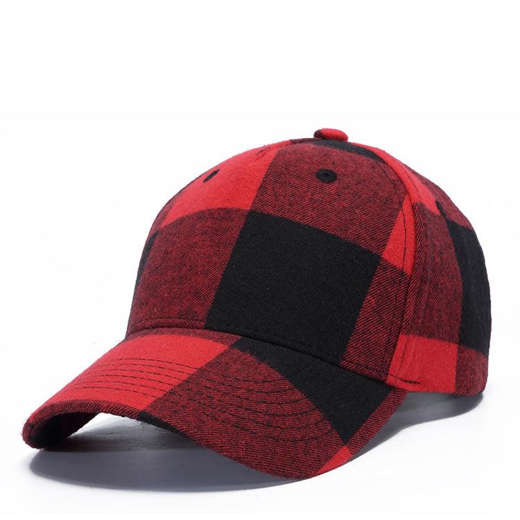 Black Red Check Peak Baseball Hat - BUNNY BAZAR