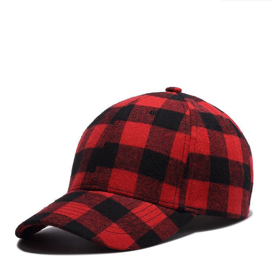 Black Red Check Peak Baseball Hat - BUNNY BAZAR