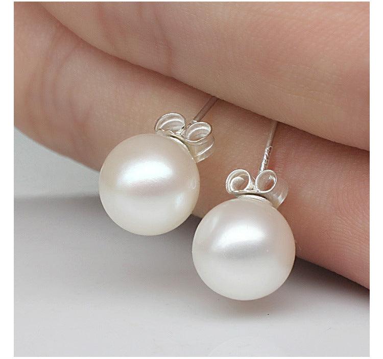 Pearl sterling silver stud earrings - BUNNY BAZAR