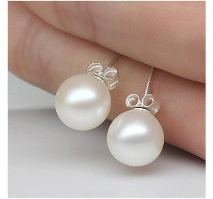 Pearl sterling silver stud earrings - BUNNY BAZAR