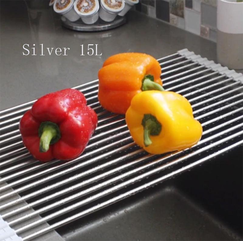 Folding Kitchen Drain Sink Rack Stainless Steel - BUNNY BAZAR