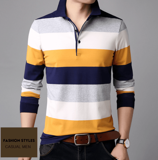 Casual men's slim stripe T-shirt - BUNNY BAZAR