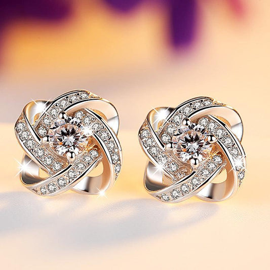 Sterling Silver Stud Earrings With Flower Diamonds Will Add a Touch of Elegance - BUNNY BAZAR