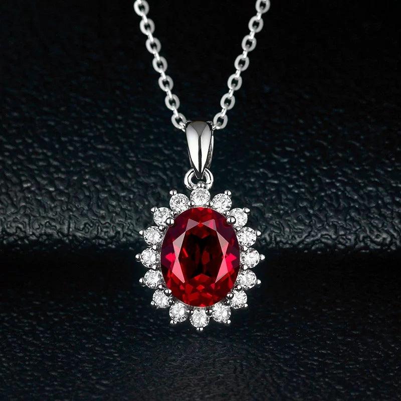 Ruby sterling silver necklace female - BUNNY BAZAR