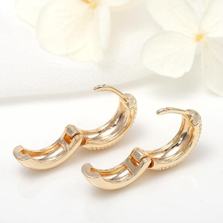 Gold Semi-glossy Semi-lug Ear Buckle Korean Version Of The New Round Earrings Jewelry - BUNNY BAZAR