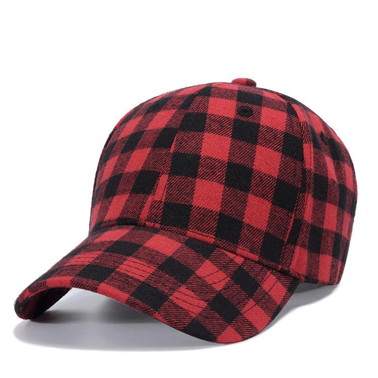 Black Red Check Peak Baseball Hat - BUNNY BAZAR