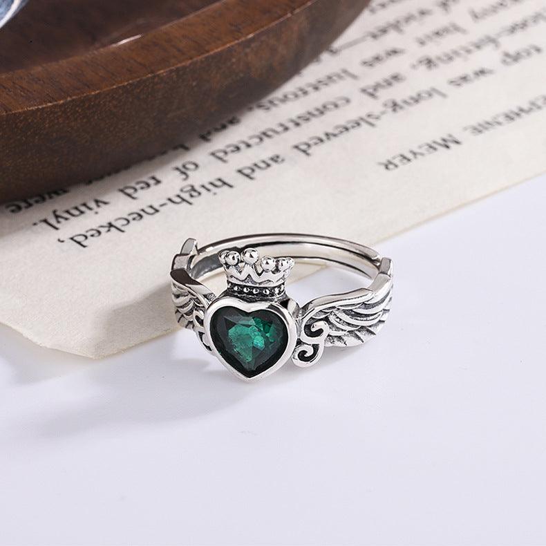 925 Sterling Silver Ring Women Fashion Personality Zircon Love Crown - BUNNY BAZAR