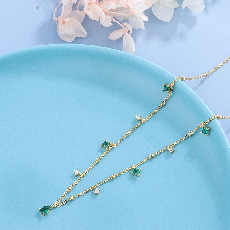 Generous water drop emerald zircon necklace - BUNNY BAZAR