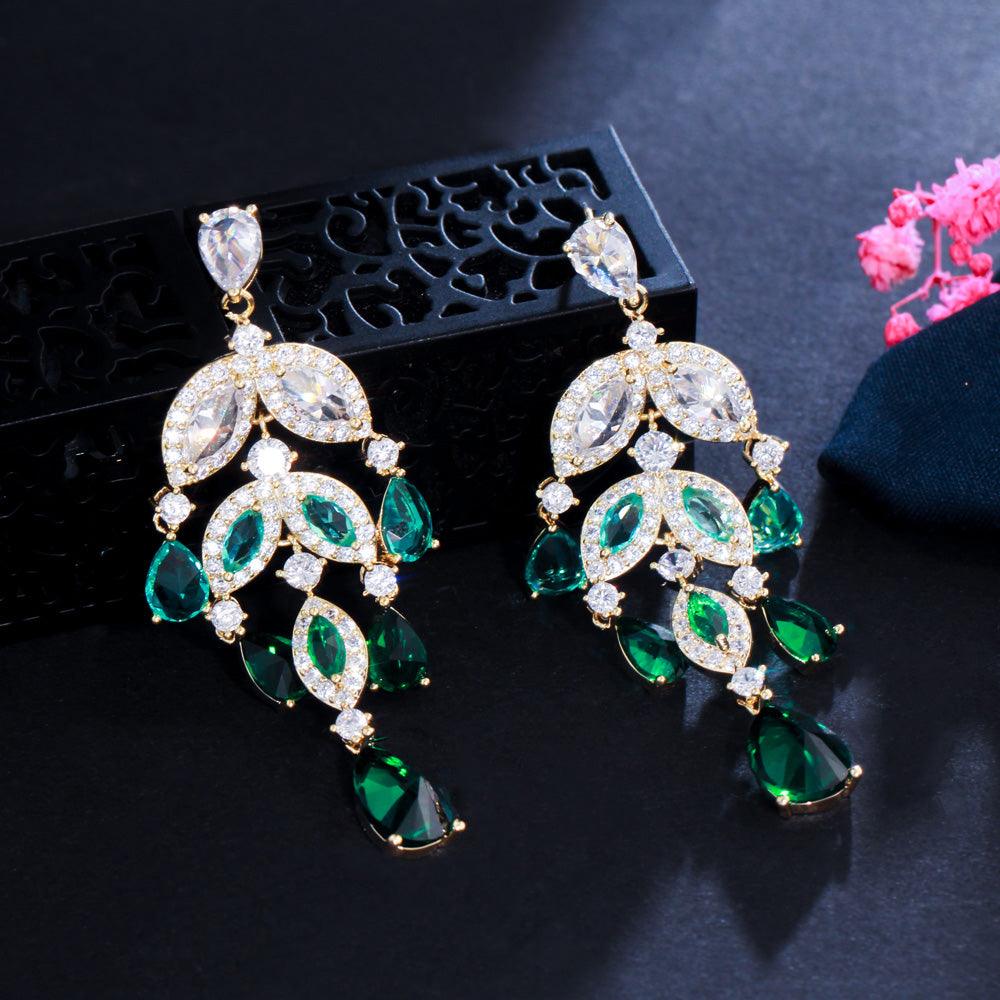 Industries Color Water Drop Zircon Tassel Earrings - BUNNY BAZAR