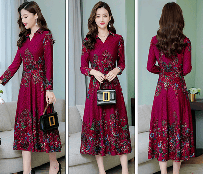 Winter long-sleeved dress 2021 new women's temperament slim dress skirt slim skirt. - BUNNY BAZAR