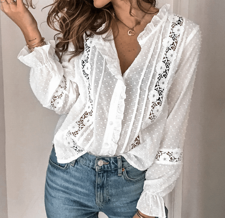 European and American long sleeve lace top - BUNNY BAZAR