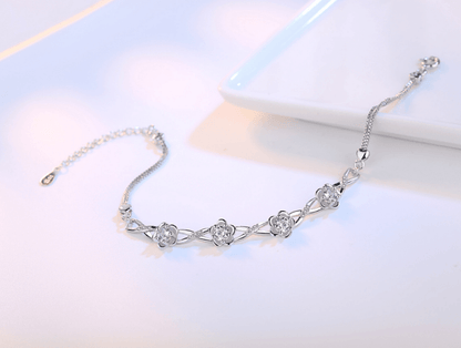 Peach flower silver bracelet - BUNNY BAZAR