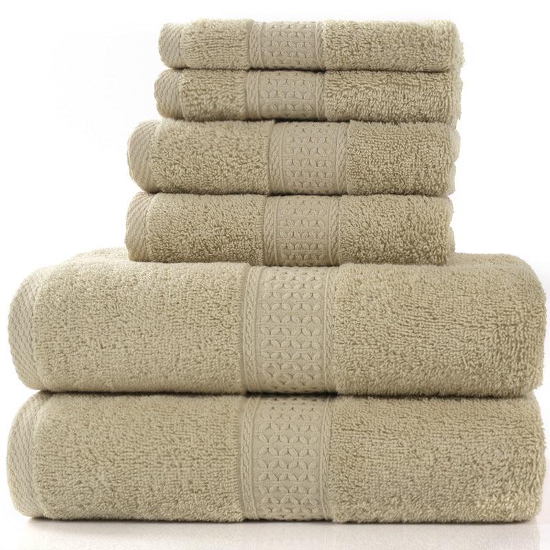 Home Simple Cotton Absorbent Towel Bath Towel 6-Piece Set - BUNNY BAZAR