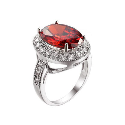 BB-110 Trendy Fashion Dove Egg Deep Ruby Zircon Ring - BUNNY BAZAR