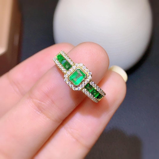 Natural Colombian Emerald Ring Female - BUNNY BAZAR