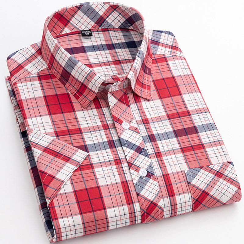 Cotton Men's Plaid Short-sleeved Shirt - BUNNY BAZAR