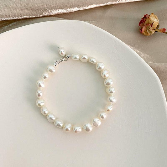 Baroque Pearl Purple Silver Simple Daily Bracelet is Perfect For Everyday Wear - BUNNY BAZAR