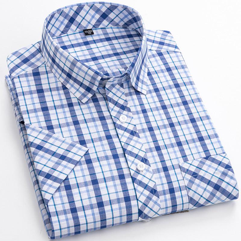 Cotton Men's Plaid Short-sleeved Shirt - BUNNY BAZAR